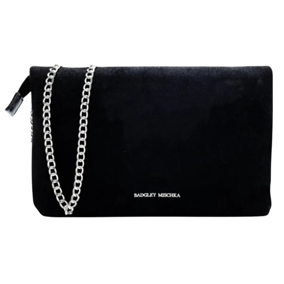 Badgley Mischka LUX Rhinestone & Black Velvet Envelope Clutch - Picture 5 of 9